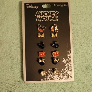 Mickey and Minnie Mouse 6 piece earring set NWT